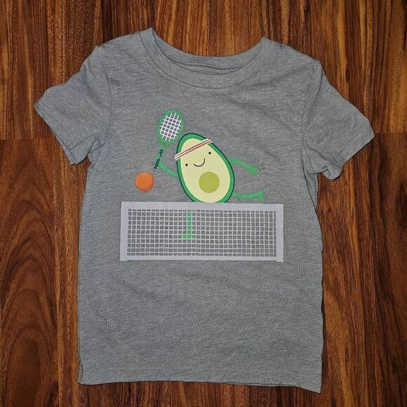 6 for $25 🎃 Cat & Jack Grey Tee With Tennis Avocado Toddler Size 3T - Picture 1 of 4